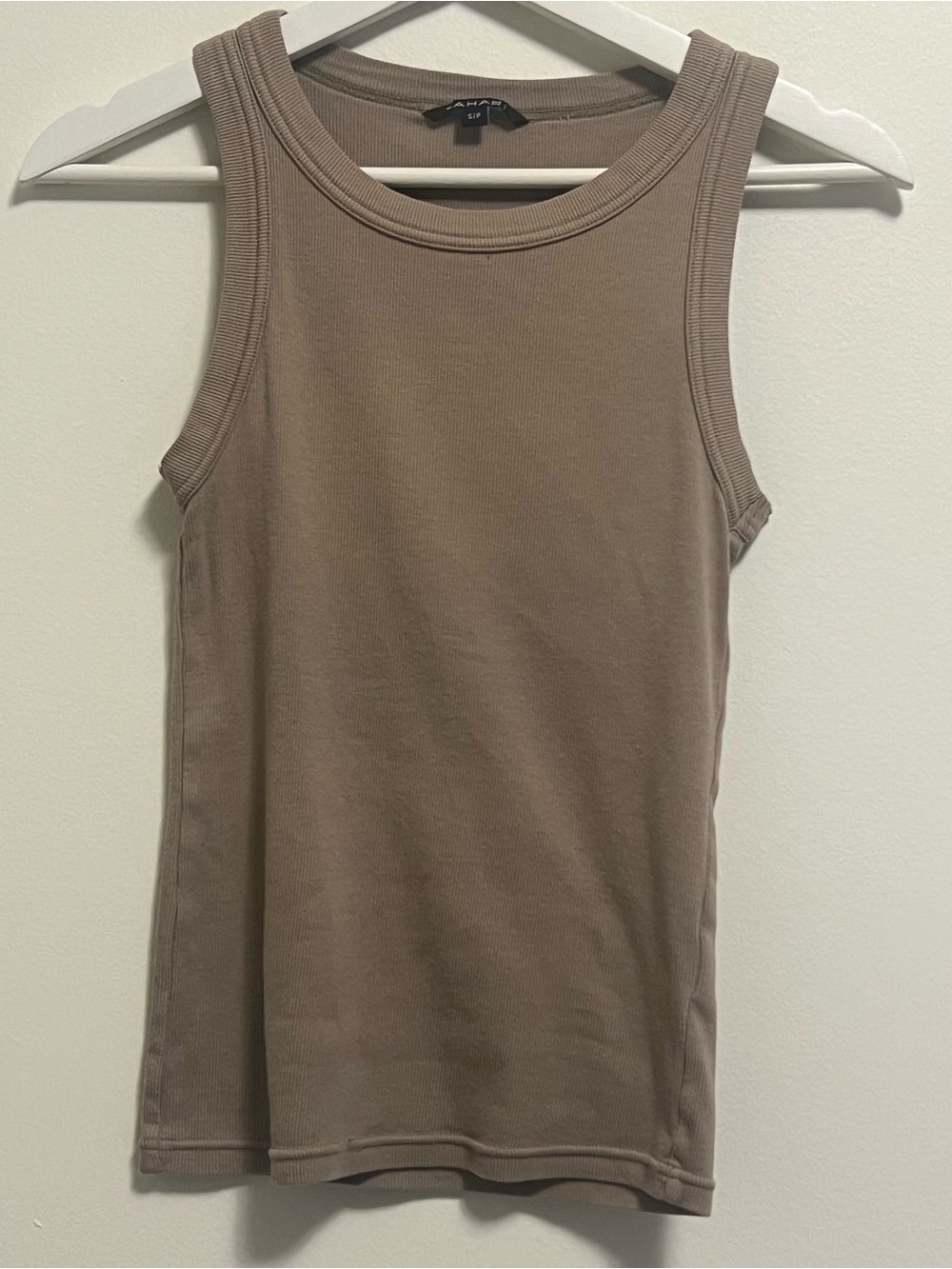 Tahari Taupe Ribbed Tank Top